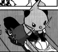 Blake's Dewott polishing its scalchops in Pokémon Adventures