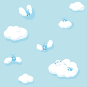 "The cotton-like wings contain air and are fluffy to the touch. Swablu does not lack diligent care. After flying around energetically, it takes a nap with the Pokemon in the clouds."