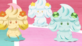 Mint Cream (right) and Salted Cream Alcremie (center)