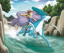 Key artwork of Ben riding Suicune drawn by Kouki Saitou[12]