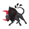 Blaze Breed Paldean Tauros's horns glowing as it attacks