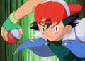 Ash wearing his Pokémon League Expo hat backwards