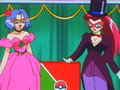 James as a female assistant and Jessie as a male magician